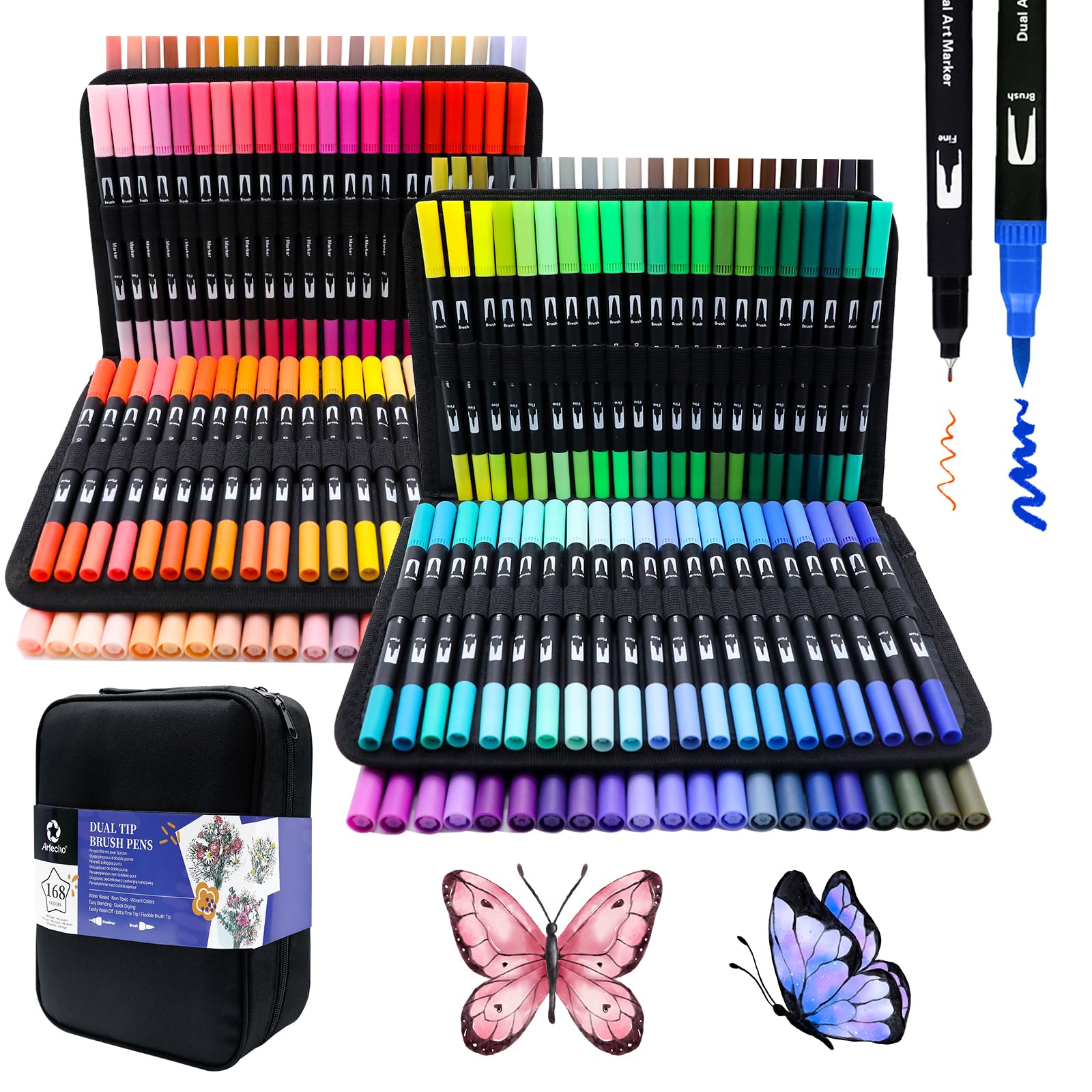 Amazon.com: Artecho 168 Colors Dual Tip Markers for Adult Coloring